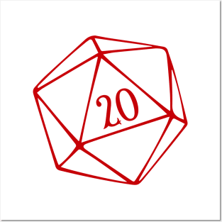 D20 Roleplaying Dice Dungeon Master RPG Red Posters and Art